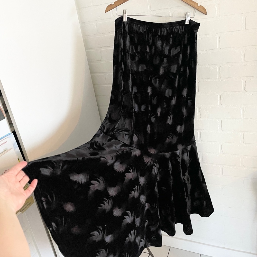 Y2K Gothic Velvet Mermaid Maxi Skirt Lace Up Dark Romantic XL - Picture 9 of 11